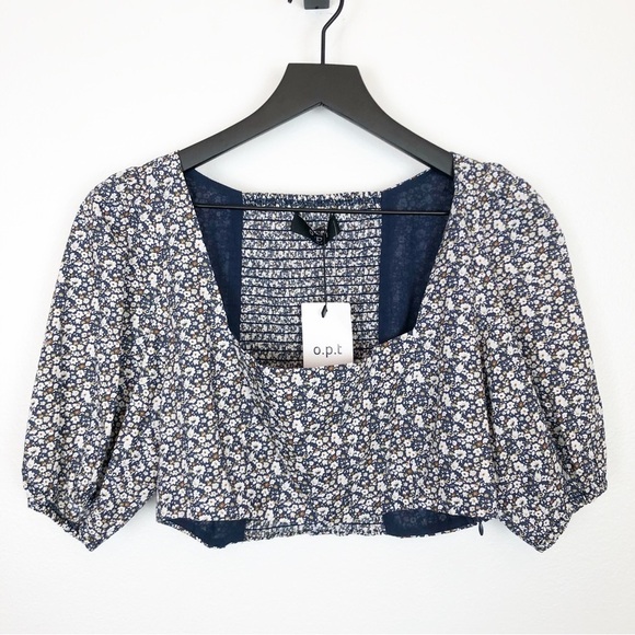O.P.T. Tops - O.P.T. One Pretty Time Floral Smocked Crop Top